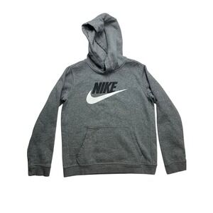 Nike Gray Pullover Hoodie Sweatshirt Large Logo Athleisure Sportswear Youth‎ XL